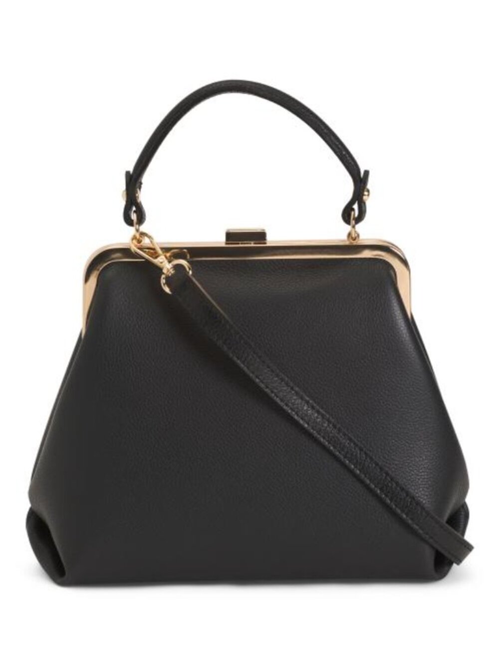 PERSAMAN NEW YORK Made In Italy Leather Kisslock Satchel With Shoulder Strap